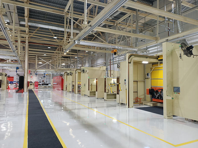 Exhaust aftertreatment production line